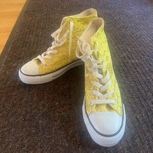 EU 41 yellow sequin wedge sneakers